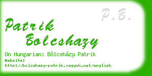 patrik bolcshazy business card
